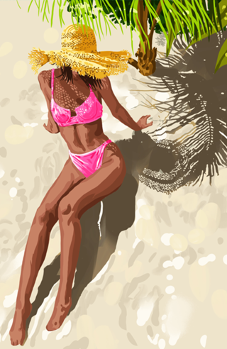 Sky above, sand below, peace within poster, Woman