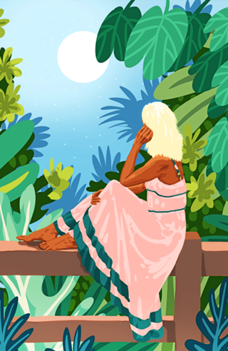 Forest Moon, Bohemian Woman Jungle Nature Tropical