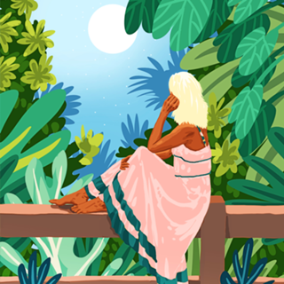 Forest Moon, Bohemian Woman Jungle Nature Tropical