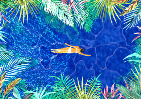 Tropical Jungle Pool | Forest Pop of Color