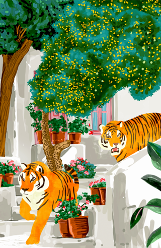 Tigers in Greece | Santorini Travel Architecture