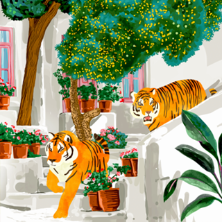 Tigers in Greece | Santorini Travel Architecture