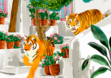 Tigers in Greece | Santorini Travel Architecture