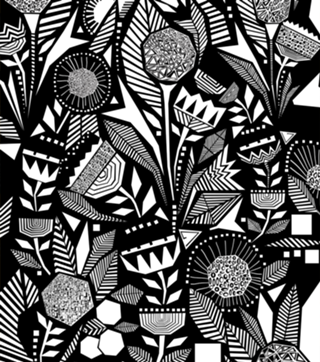African Tribal, Black & White Abstract Drawing