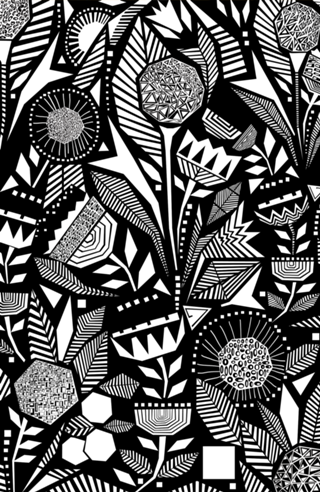 African Tribal, Black & White Abstract Drawing