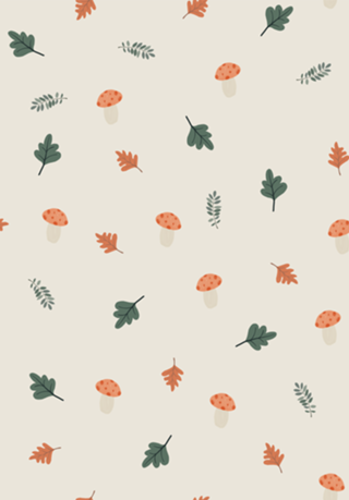 Kids Fall Leaves and Mushrooms