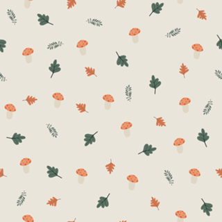 Kids Fall Leaves and Mushrooms