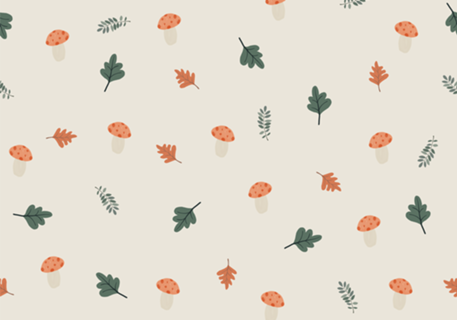 Kids Fall Leaves and Mushrooms