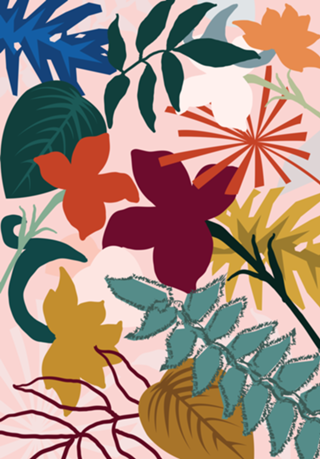 Tropical flores e folhas