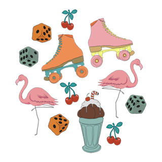 Patins e flamingo