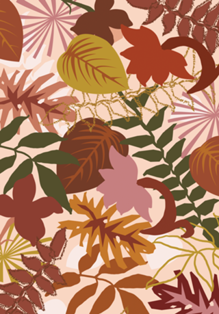 Floral e folhas abstrato terra