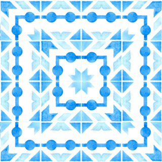 Blue watercolor geometric tile