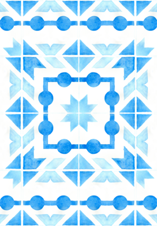 Blue watercolor geometric tile