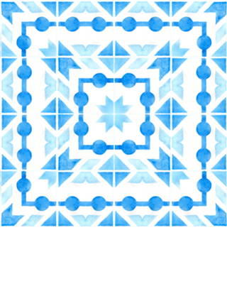 Blue watercolor geometric tile
