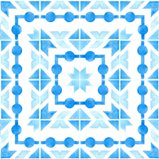 Blue watercolor geometric tile