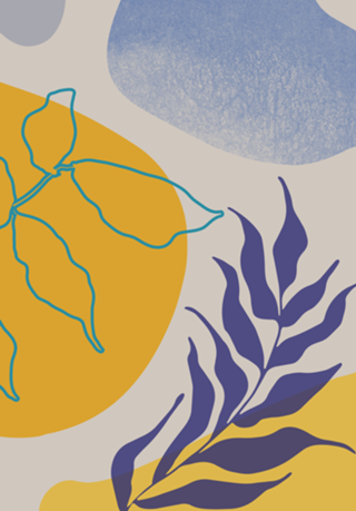 Nature shapes and plants in blue III