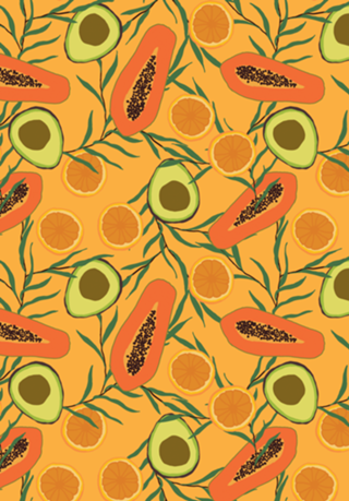 Frutas: mamão, abacate e laranja I