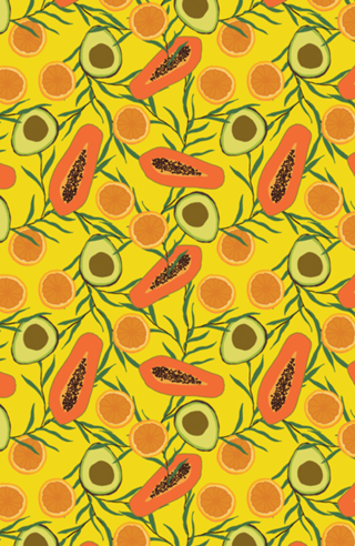 Frutas: mamão, abacate e laranja II