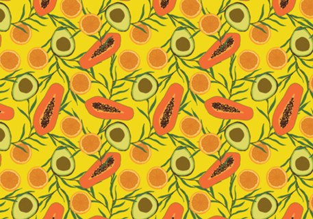 Frutas: mamão, abacate e laranja II