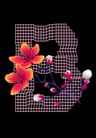Monograma Floral B neon