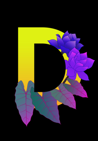 Monograma Floral D neon