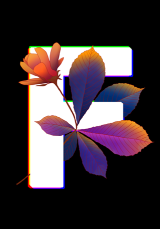 Monograma Floral F neon