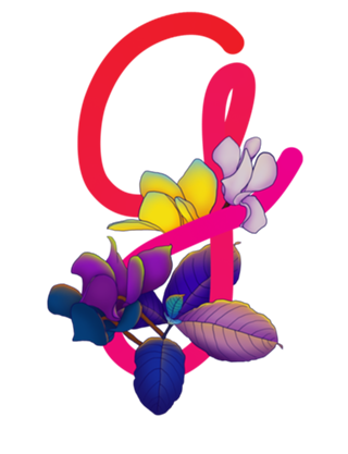 Monograma Floral G neon