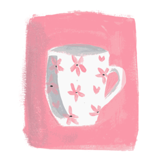 Canequinha rosa em gouache