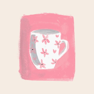 Canequinha rosa em gouache