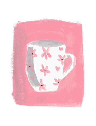 Canequinha rosa em gouache