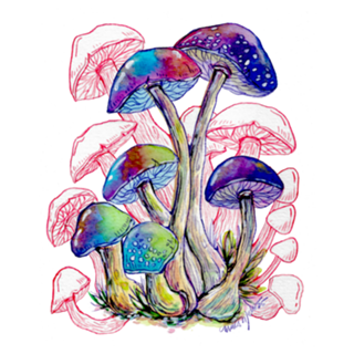 Aquarela Cogumelos Espaciais