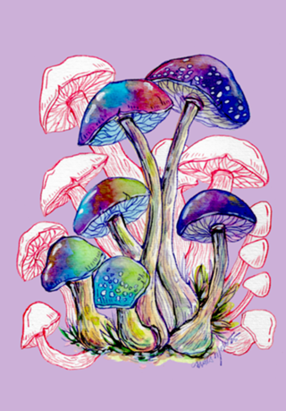 Aquarela Cogumelos Espaciais