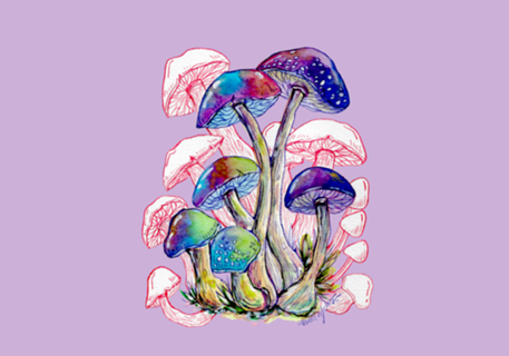 Aquarela Cogumelos Espaciais
