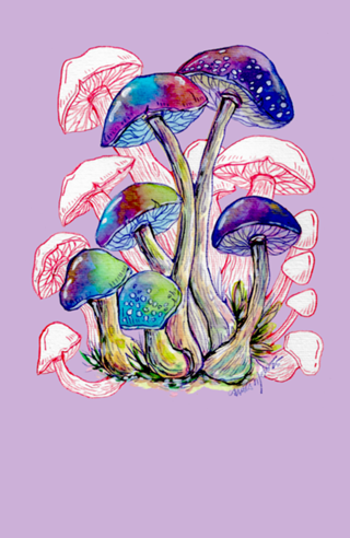 Aquarela Cogumelos Espaciais