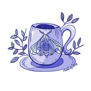 Ilustração Caneca Aconchegante com Mariposa