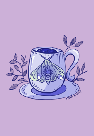 Ilustração Caneca Aconchegante com Mariposa