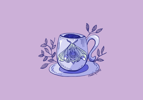 Ilustração Caneca Aconchegante com Mariposa