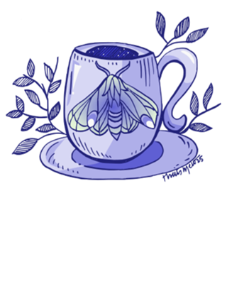 Ilustração Caneca Aconchegante com Mariposa