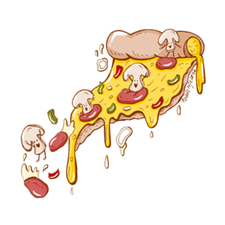 Ilustração Fatia de pizza fofa