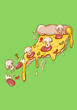 Ilustração Fatia de pizza fofa