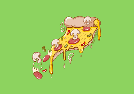 Ilustração Fatia de pizza fofa