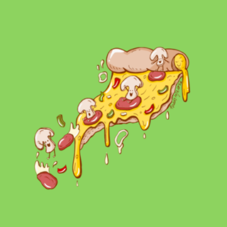 Ilustração Fatia de pizza fofa