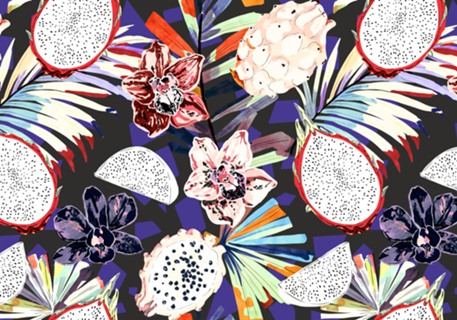 Dark vibrant fruits tropical