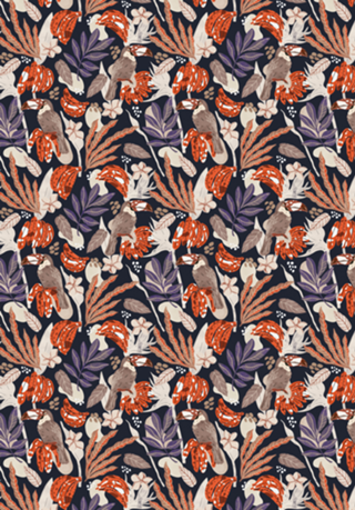 Abstract toucans in the dark jungle