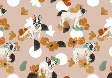 Puppies, flowers and shapes A