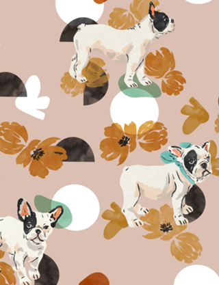Puppies, flowers and shapes A