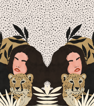 Woman with leopard I