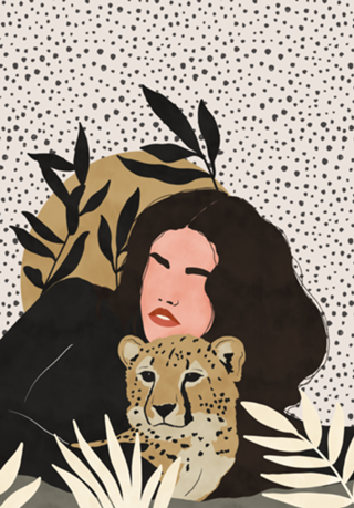 Woman with leopard I