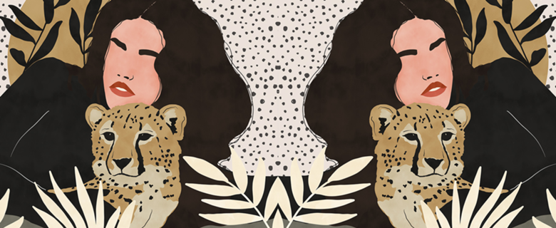 Woman with leopard I