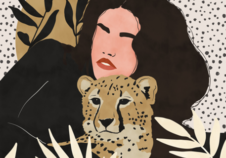 Woman with leopard I